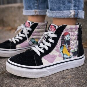 Vans Kids Nightmare Before Christmas Sally Checkered Sk8 Hi Zip Shoes Size 2.5